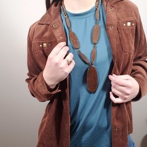 Vintage Wooden Pendant Beaded Necklace
